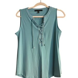 White House Black Market Teal Lace Up Sleeveless Tank Top Women's XL